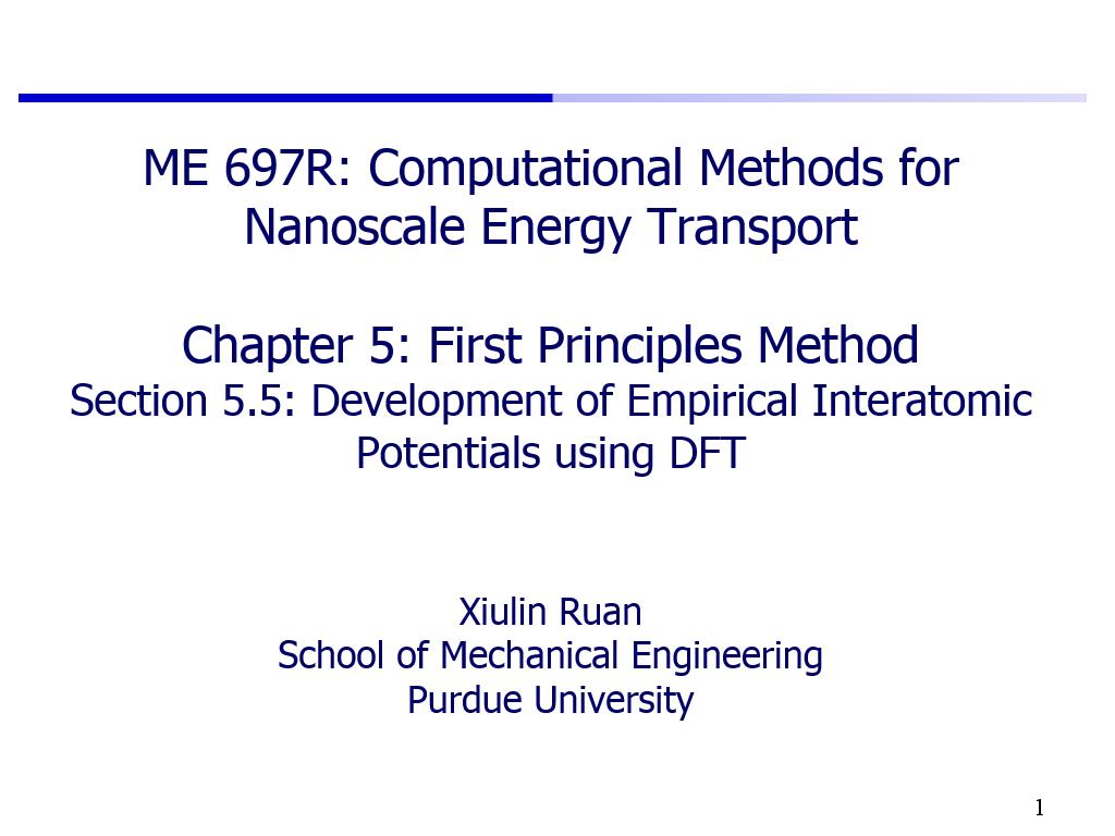 Lecture 5.5: Development of Empirical Interatomic Potentials using DFT