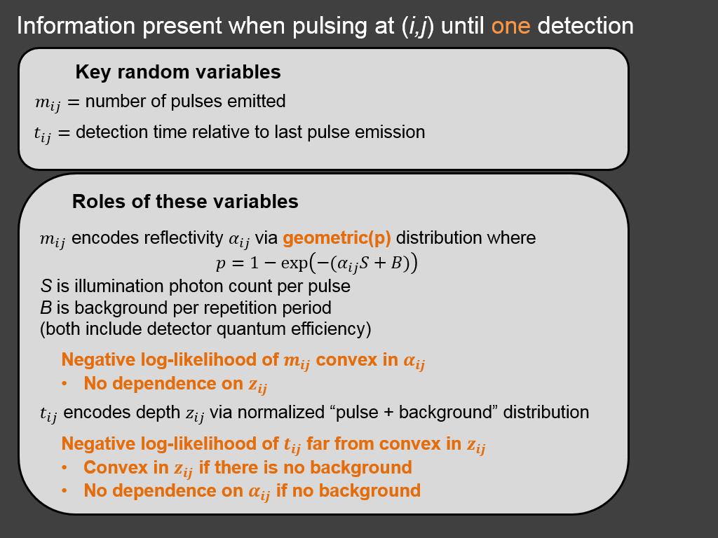 Information present when pulsing at (i,j) until one detection