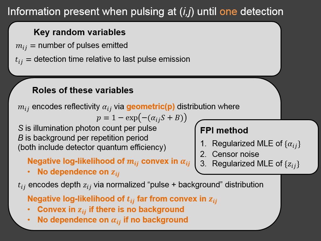 Information present when pulsing at (i,j) until one detection