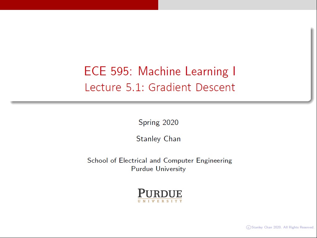 Lecture 5.1: Gradient Descent