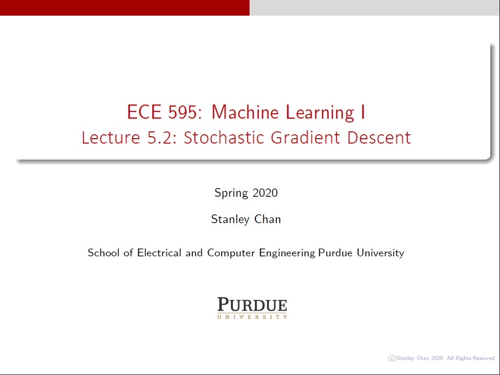 Lecture 5.2: Stochastic Gradient Descent