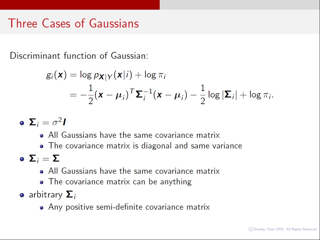 Three Cases of Gaussians