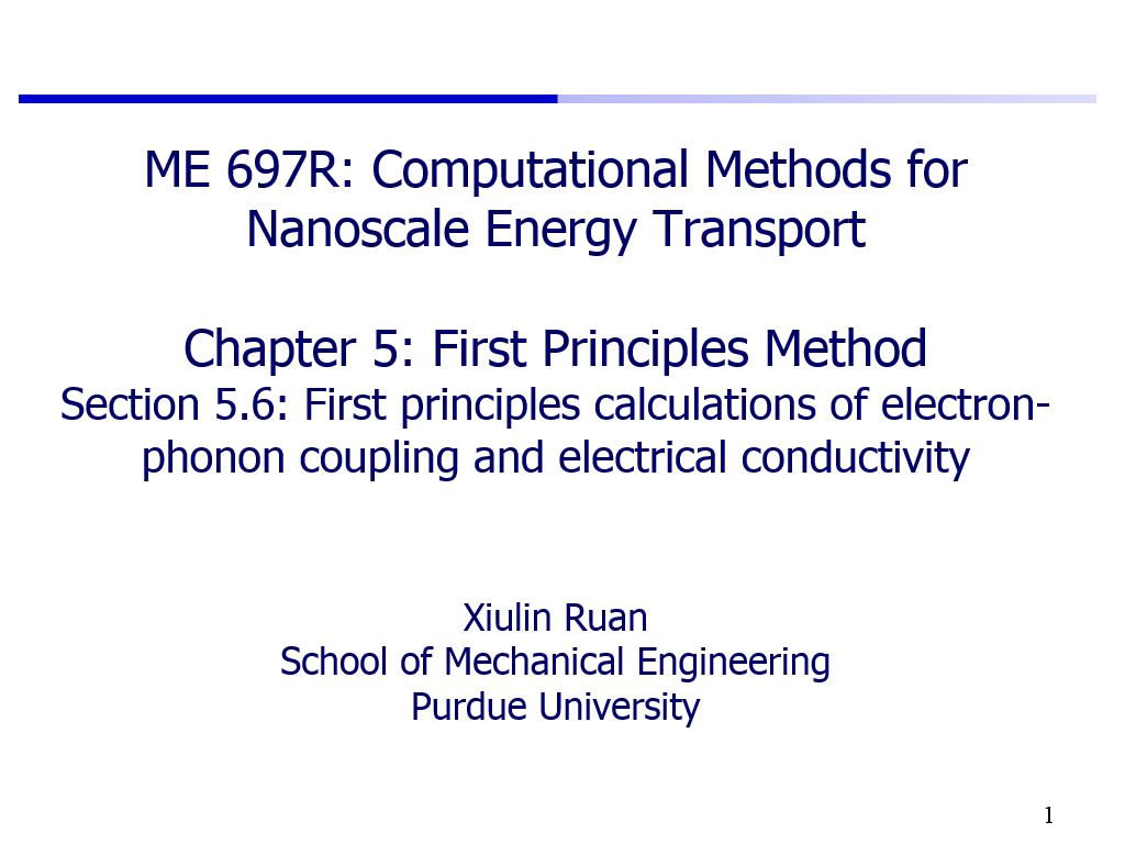 Lecture 5.6: First principles calculations of electron-phonon coupling and electrical conductivity