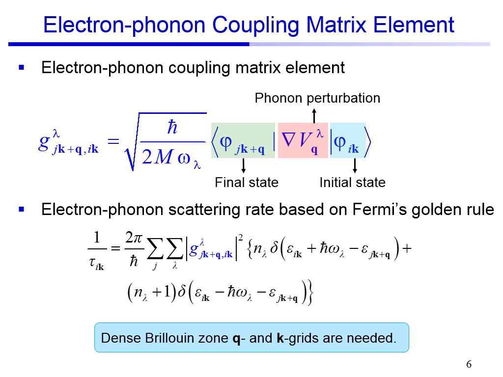 Electron-phonon Coupling Matrix Element