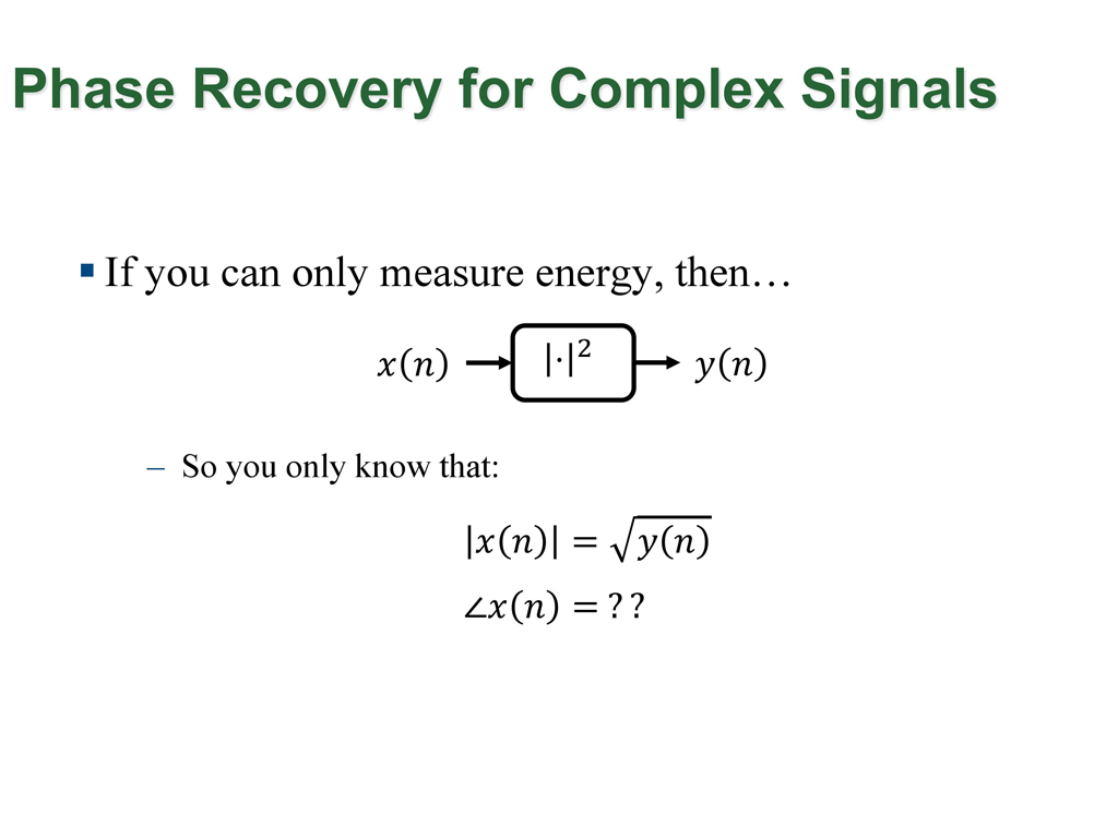 Phase Recovery for Complex Signals