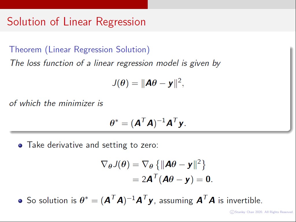 Solution of Linear Regression
