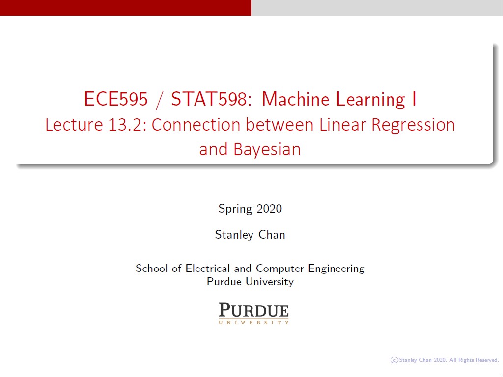 Lecture 13.2: Connection between Linear Regression