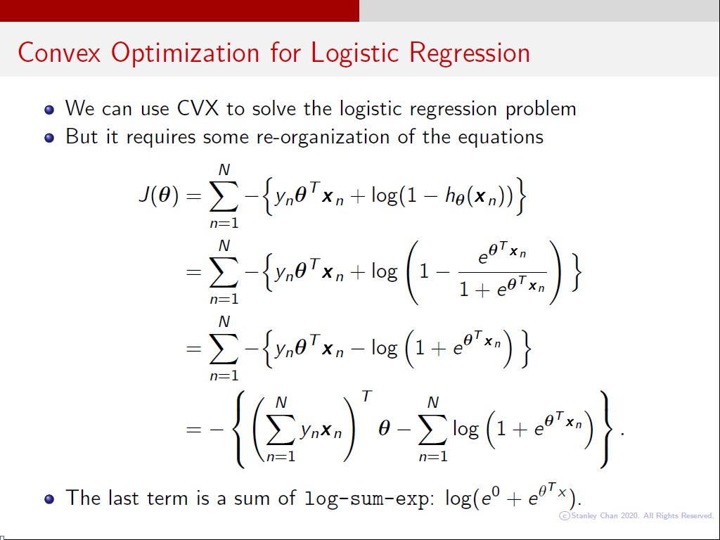 Convex Optimization for Logistic Regression