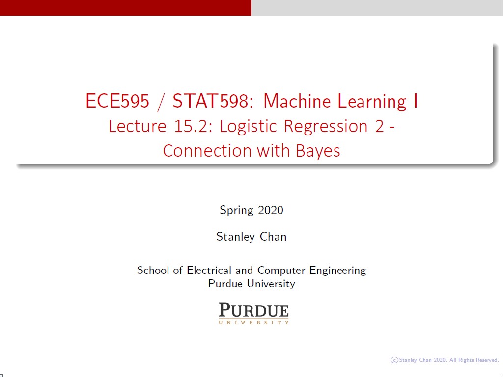 Lecture 15.2: Logistic Regression 2 - Connection with Bayes
