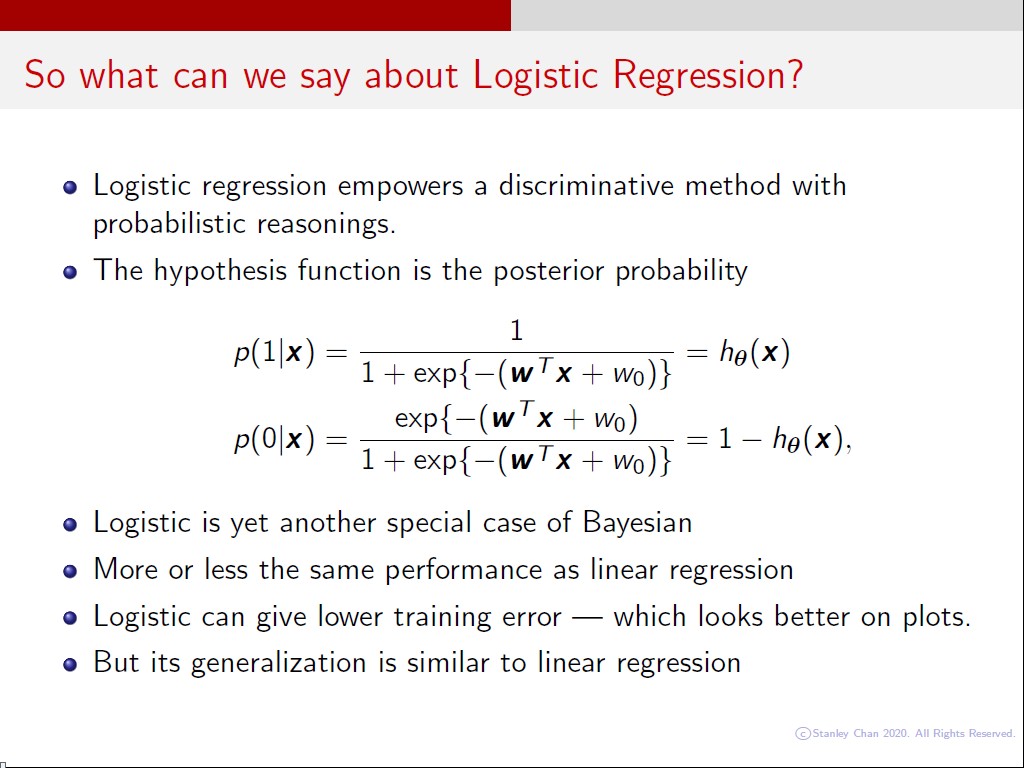 So what can we say about Logistic Regression?