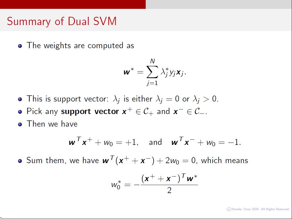 Summary of Dual SVM