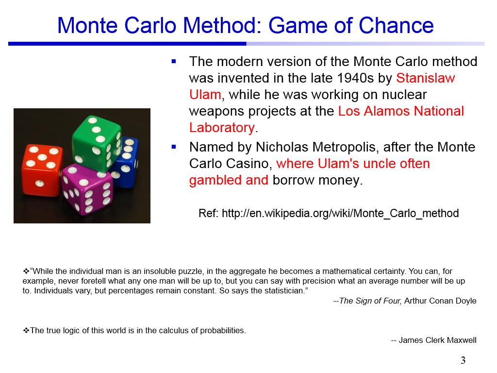 Monte Carlo Method: Game of Chance