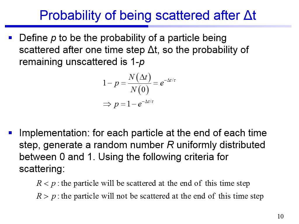 Probability of being scattered after Δt