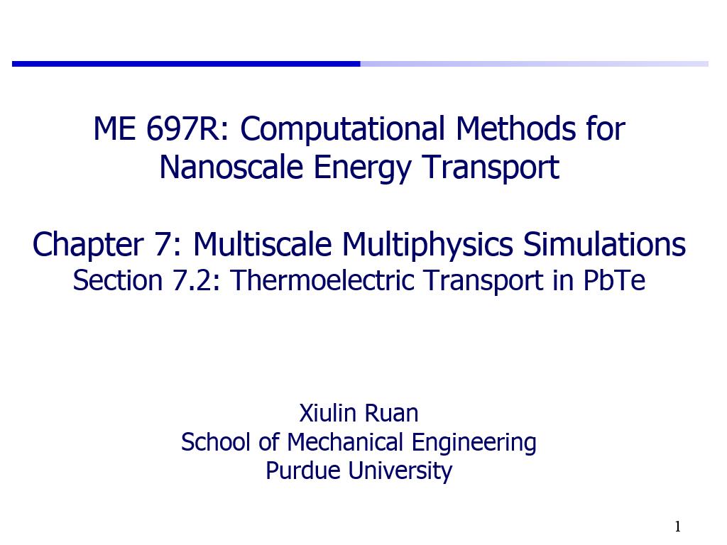 Lecture 7.2: Thermoelectric Transport in PbTe
