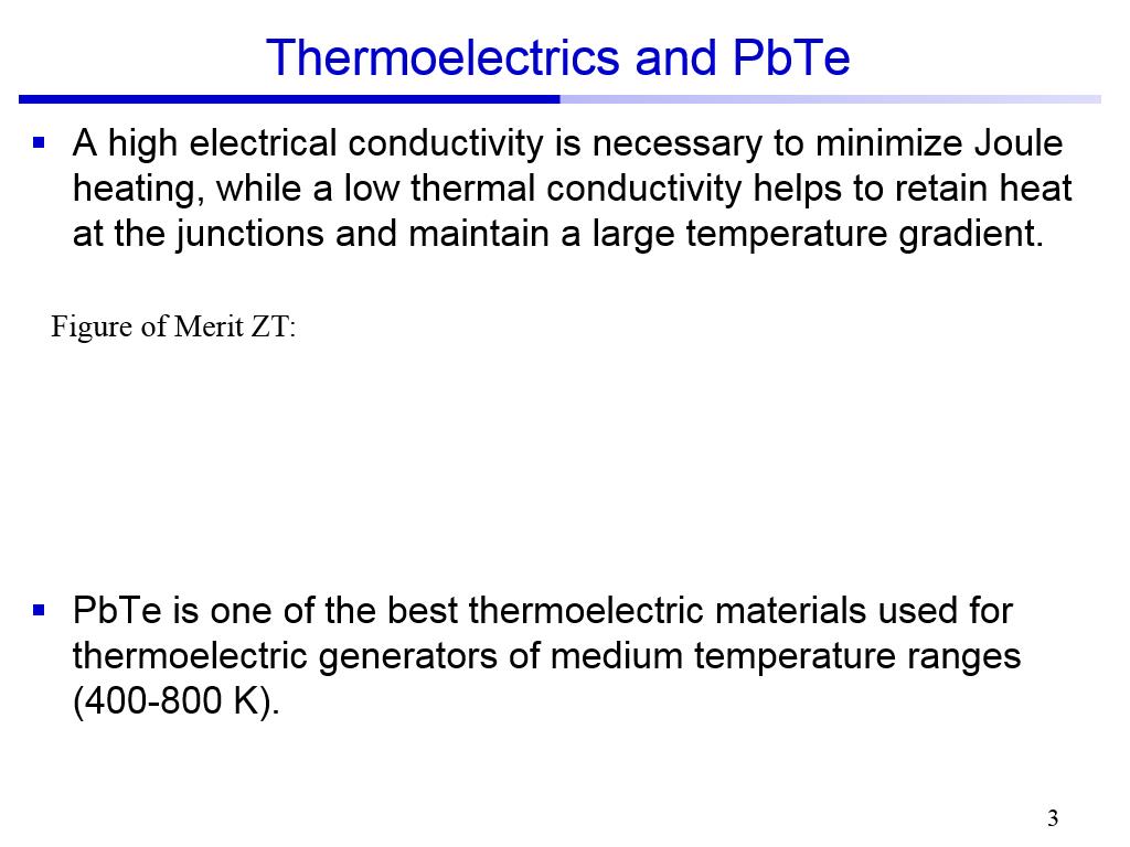 Thermoelectrics and PbTe
