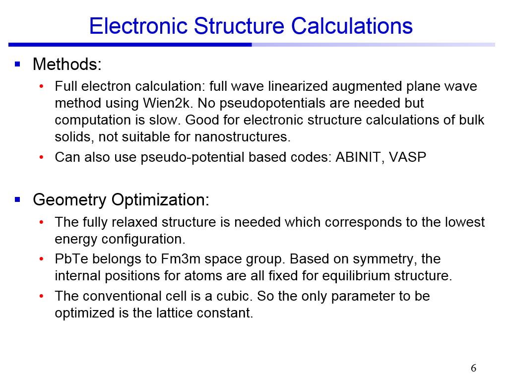 Electronic Structure Calculations