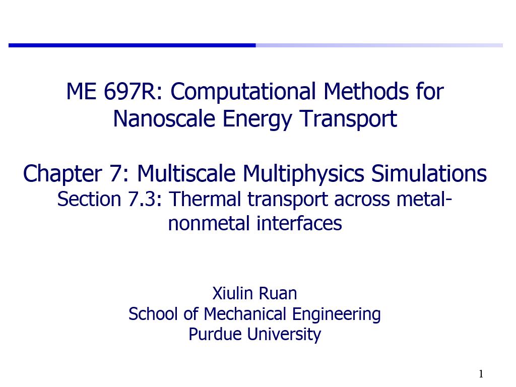 Lecture 7.3: Thermal transport across metal-nonmetal interfaces