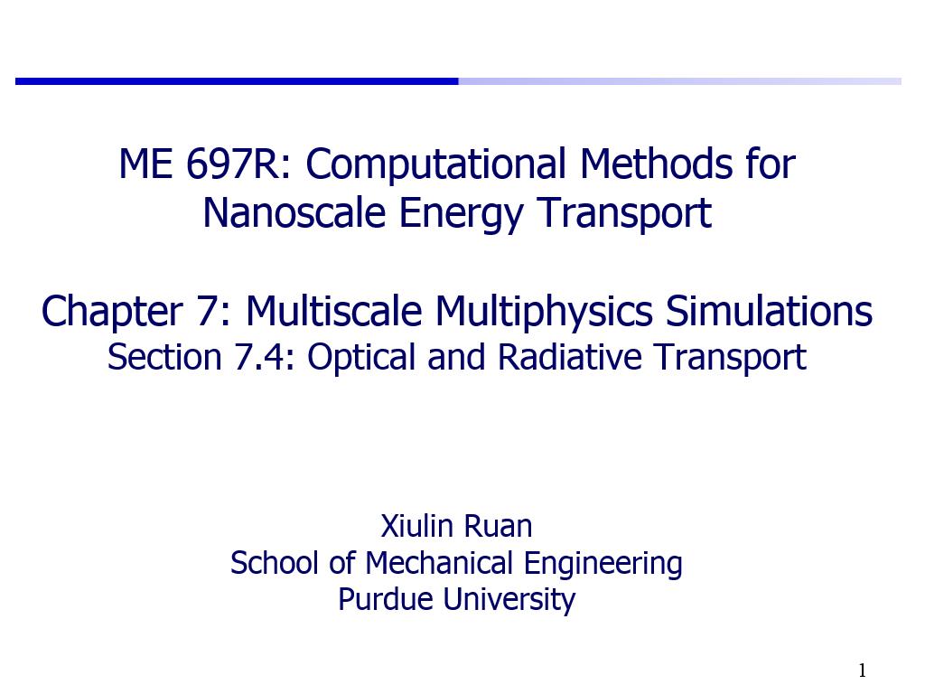 Lecture 7.4: Optical and Radiative Transport