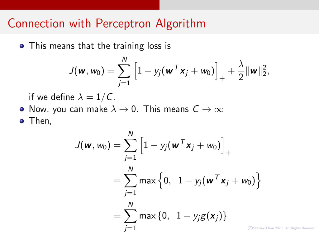 Connection with Perceptron Algorithm