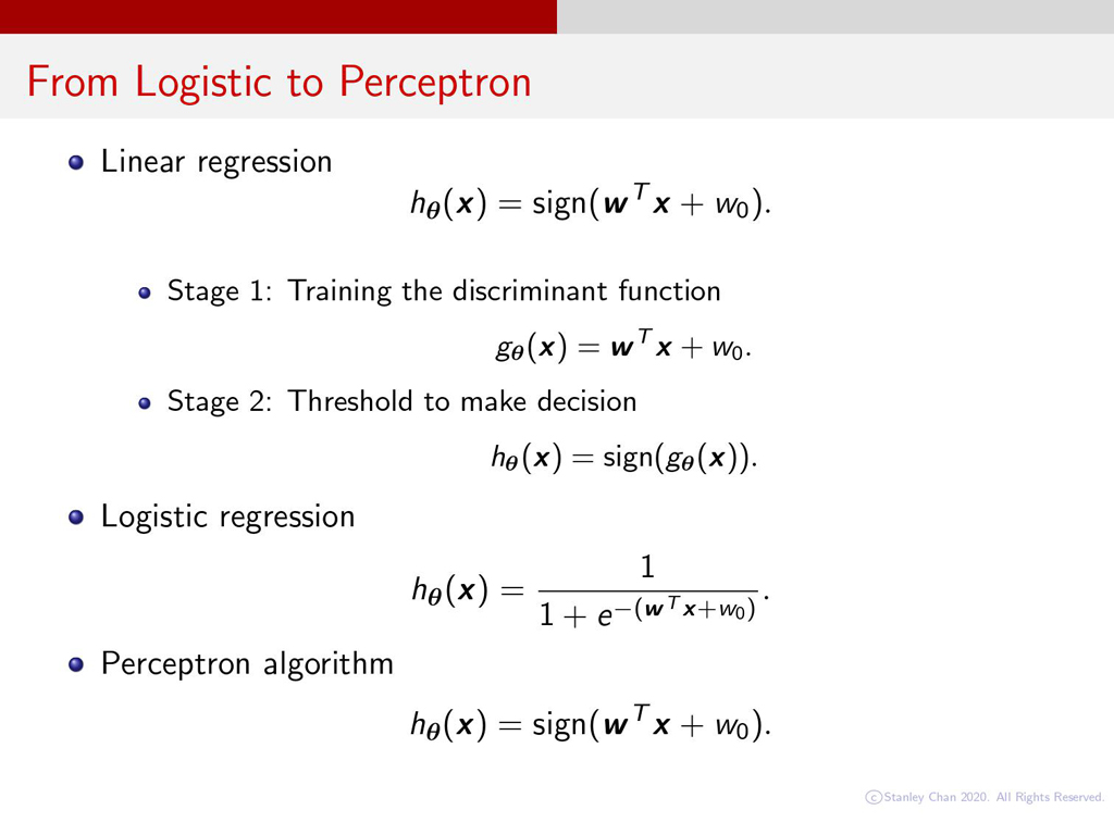 From Logistic to Perceptron