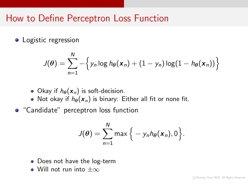 How to Deﬁne Perceptron Loss Function