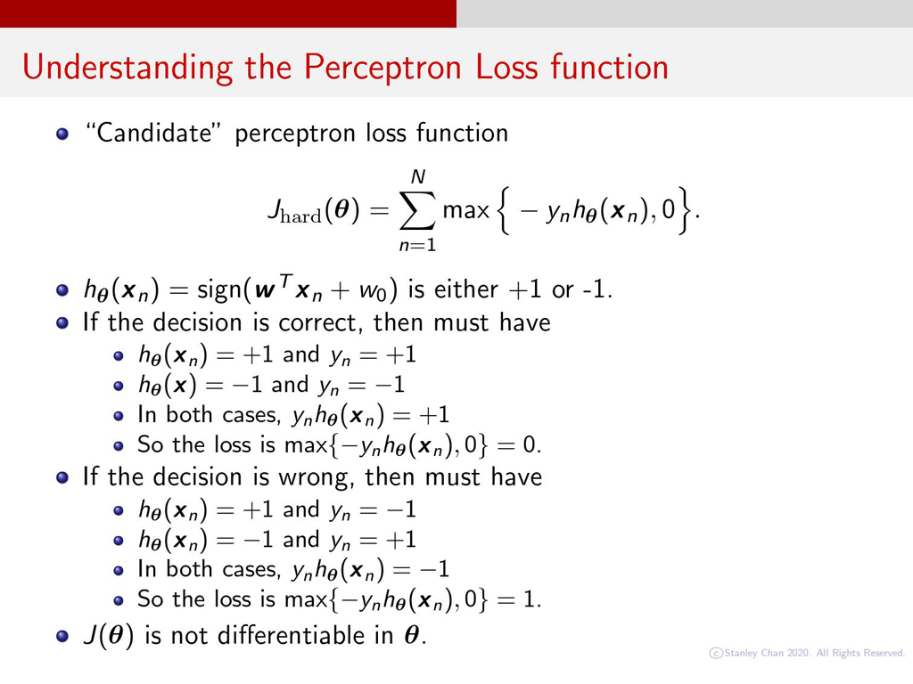Understanding the Perceptron Loss function