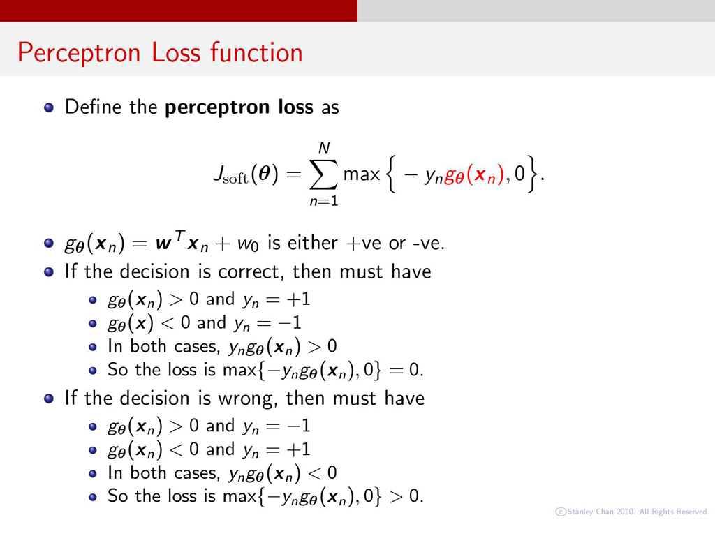 Perceptron Loss function
