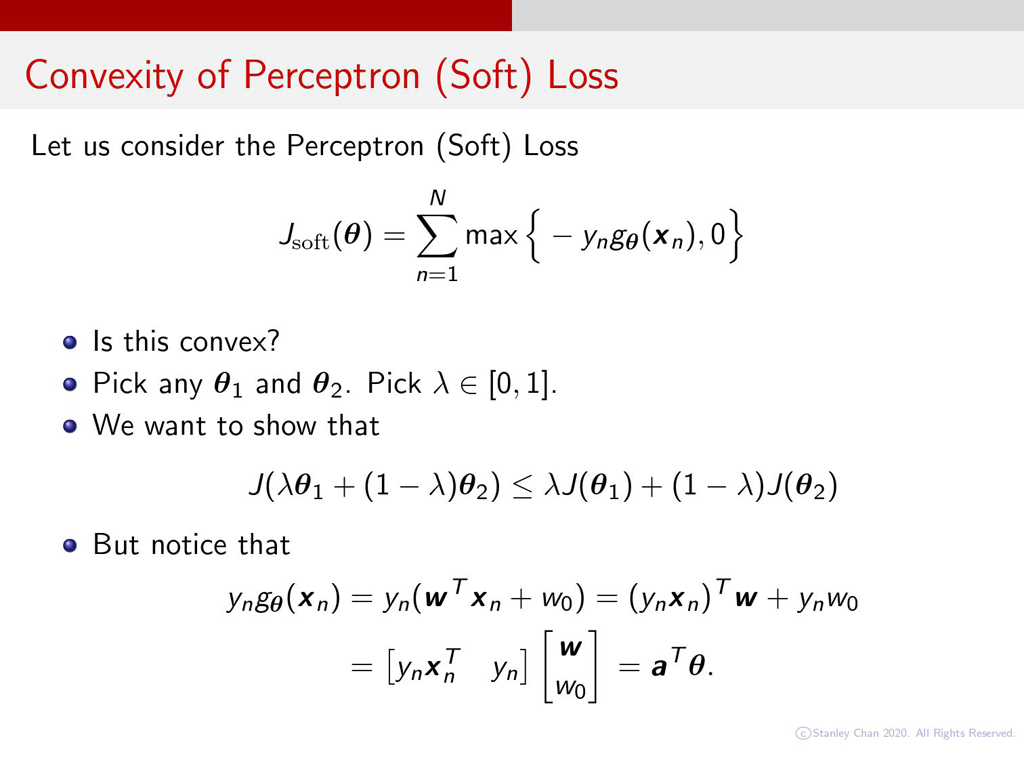 Convexity of Perceptron (Soft) Loss