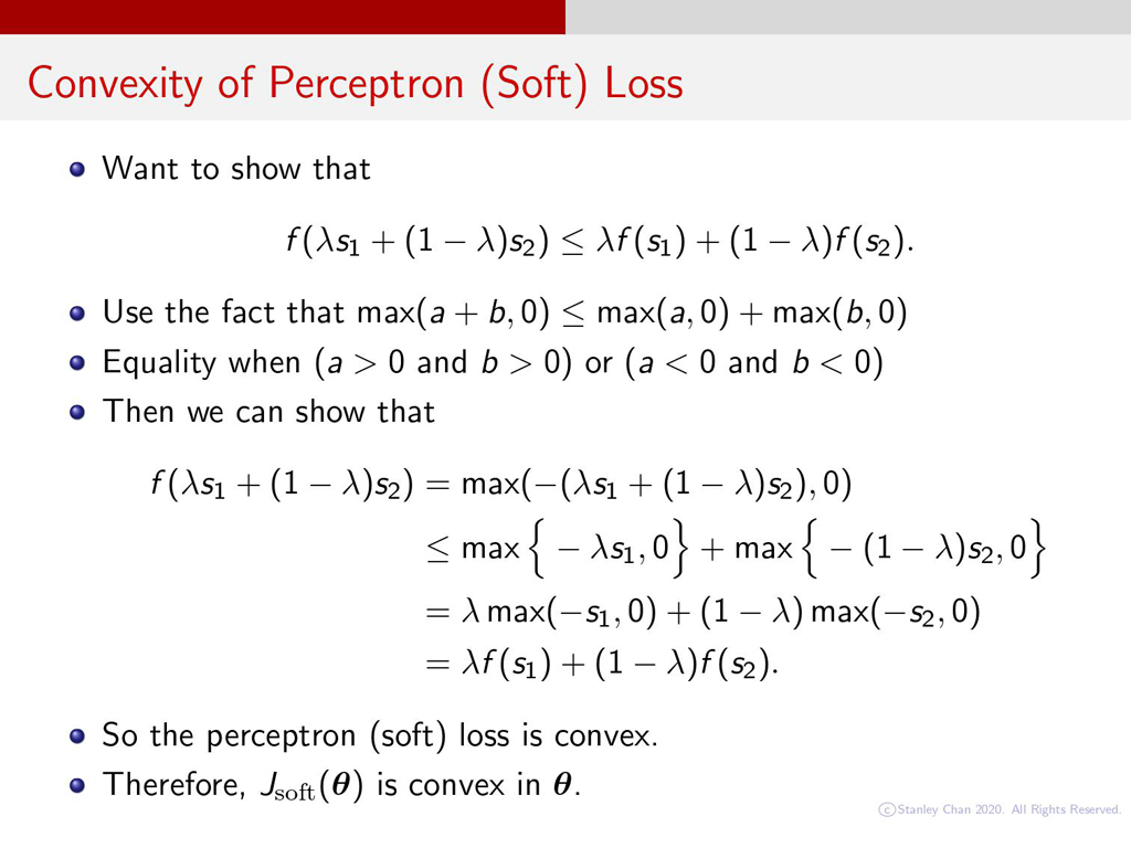 Convexity of Perceptron (Soft) Loss