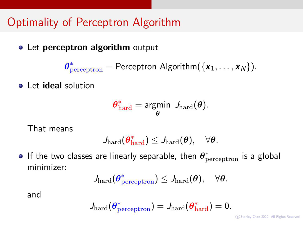 Optimality of Perceptron Algorithm