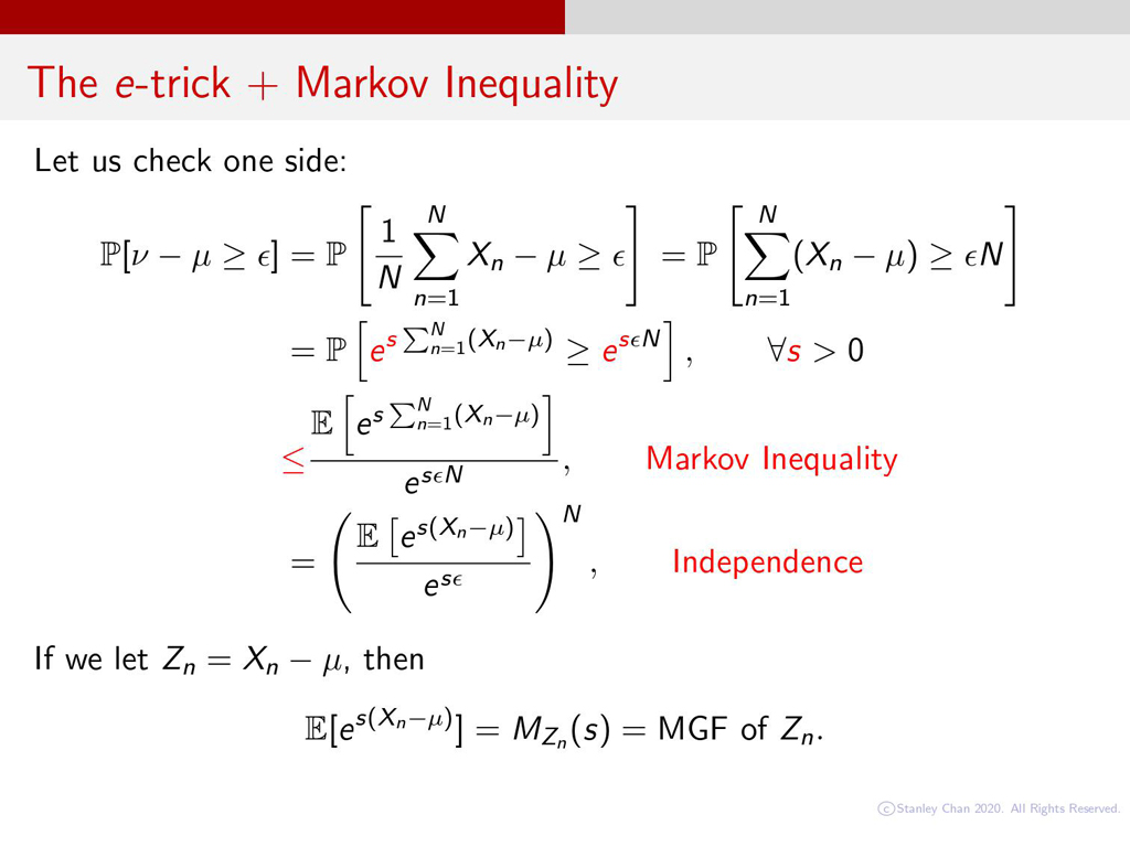 The e-trick + Markov Inequality