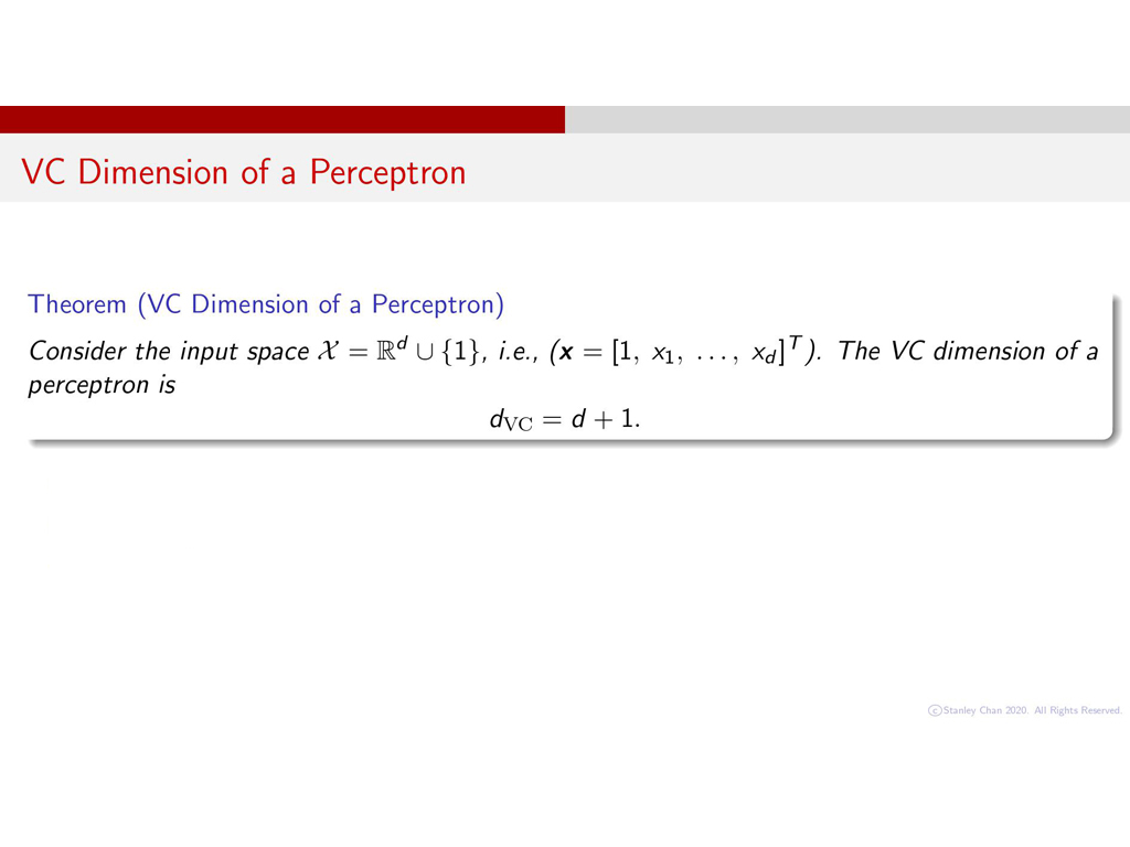 VC Dimension of a Perceptron