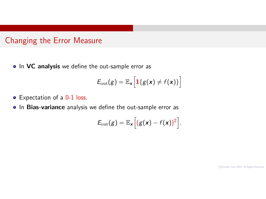 Changing the Error Measure
