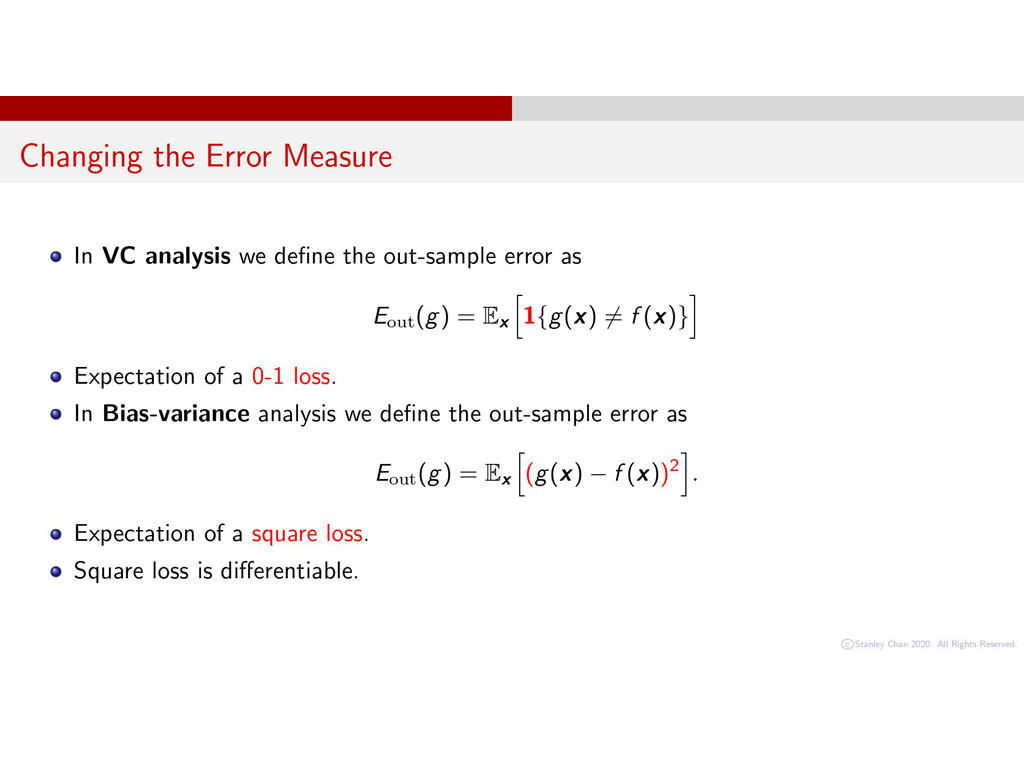 Changing the Error Measure