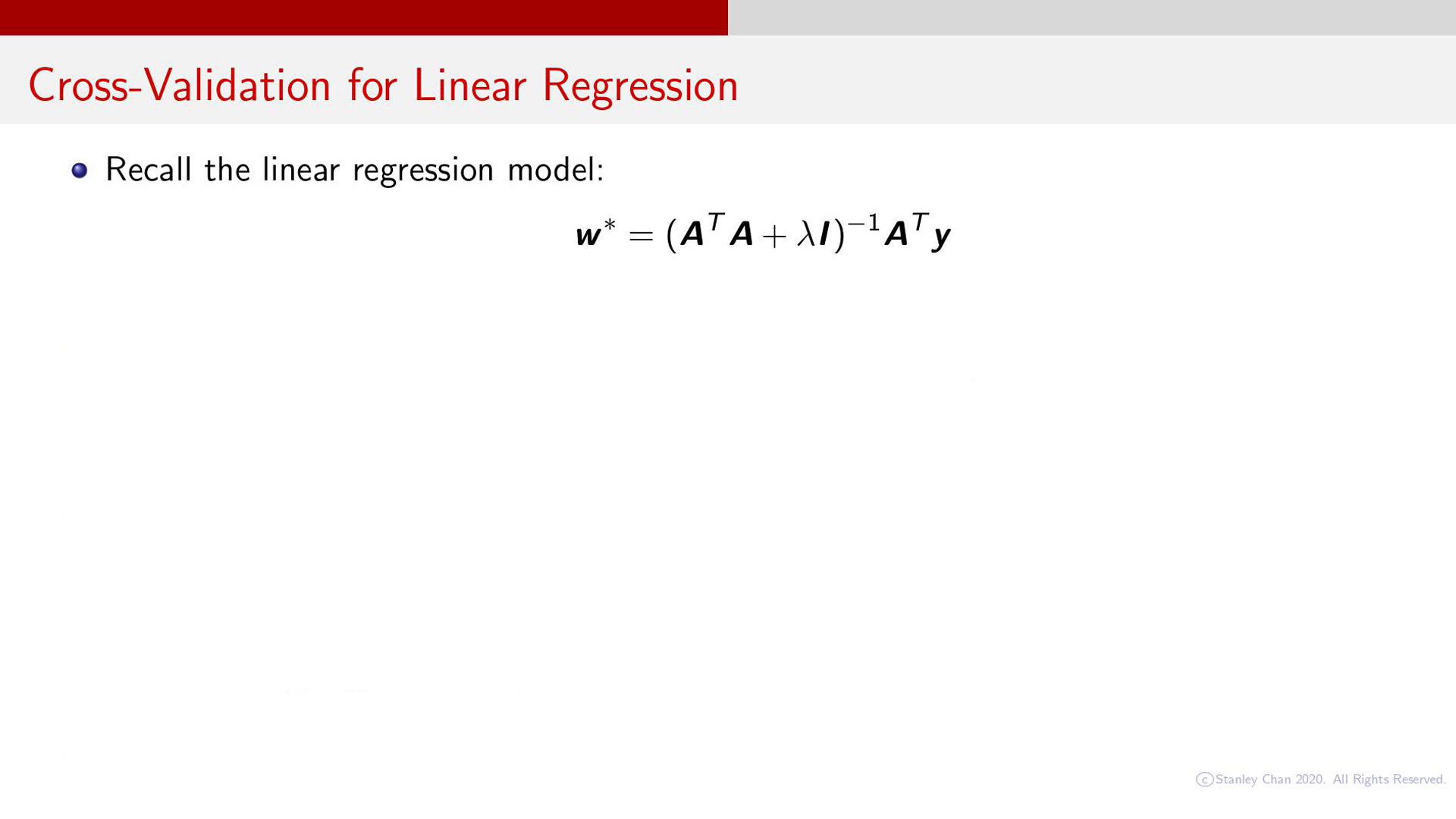 Cross-Validation for Linear Regression