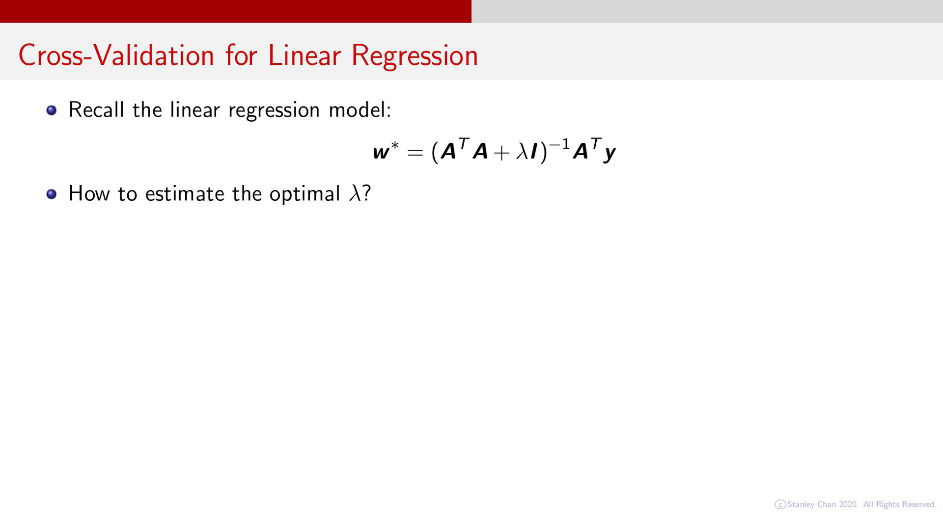 Cross-Validation for Linear Regression