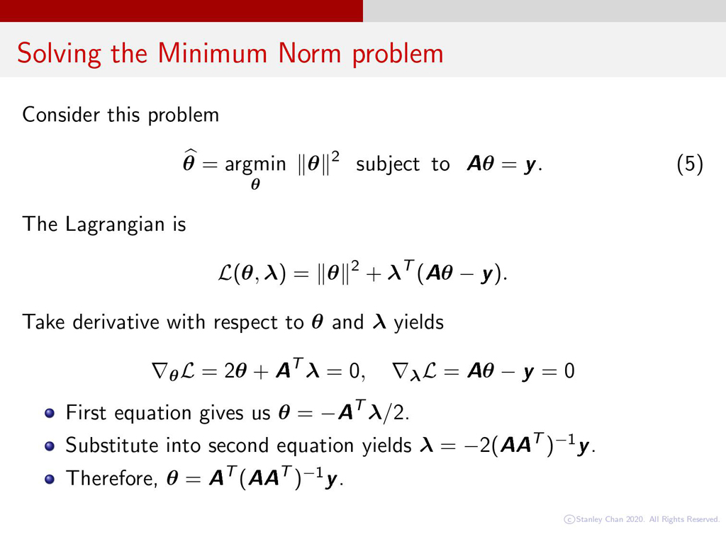 Solving the Minimum Norm problem