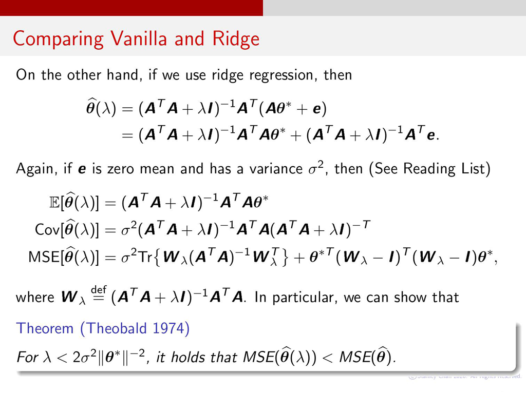 Comparing Vanilla and Ridge