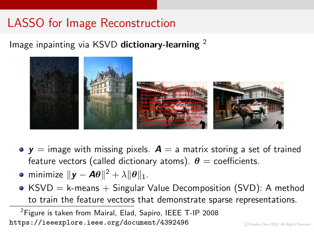 LASSO for Image Reconstruction