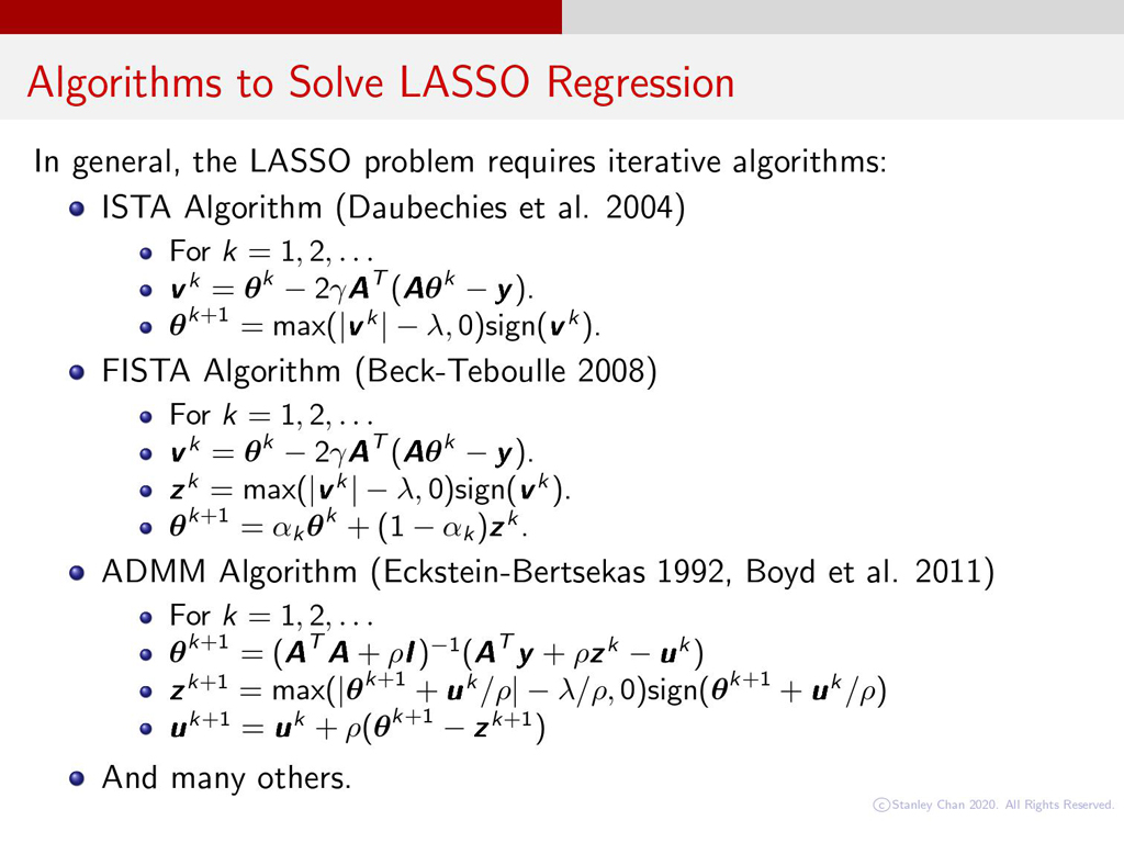 Algorithms to Solve LASSO Regression