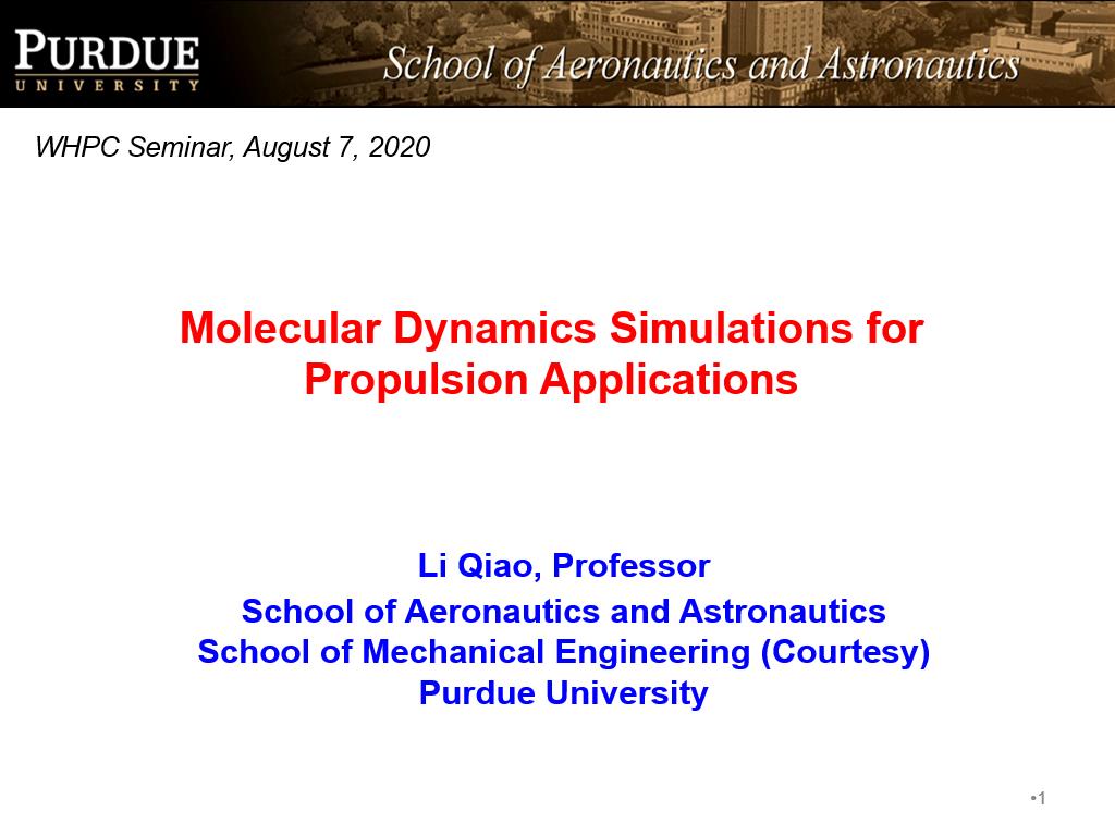 Molecular Dynamics Simulations for Propulsion Applications