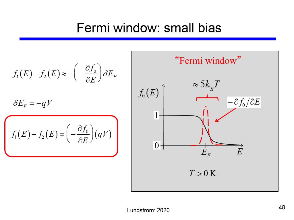 Fermi window: small bias