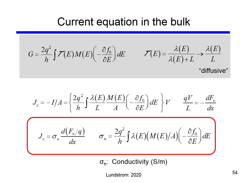 Current equation in the bulk