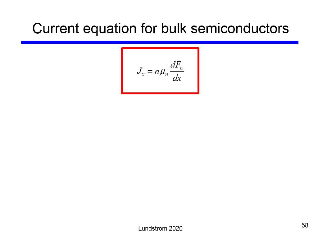 Current equation for bulk semiconductors