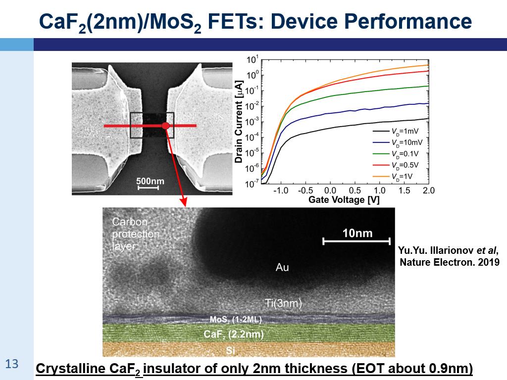 CaF2(2nm)/MoS2 FETs: Device Performance