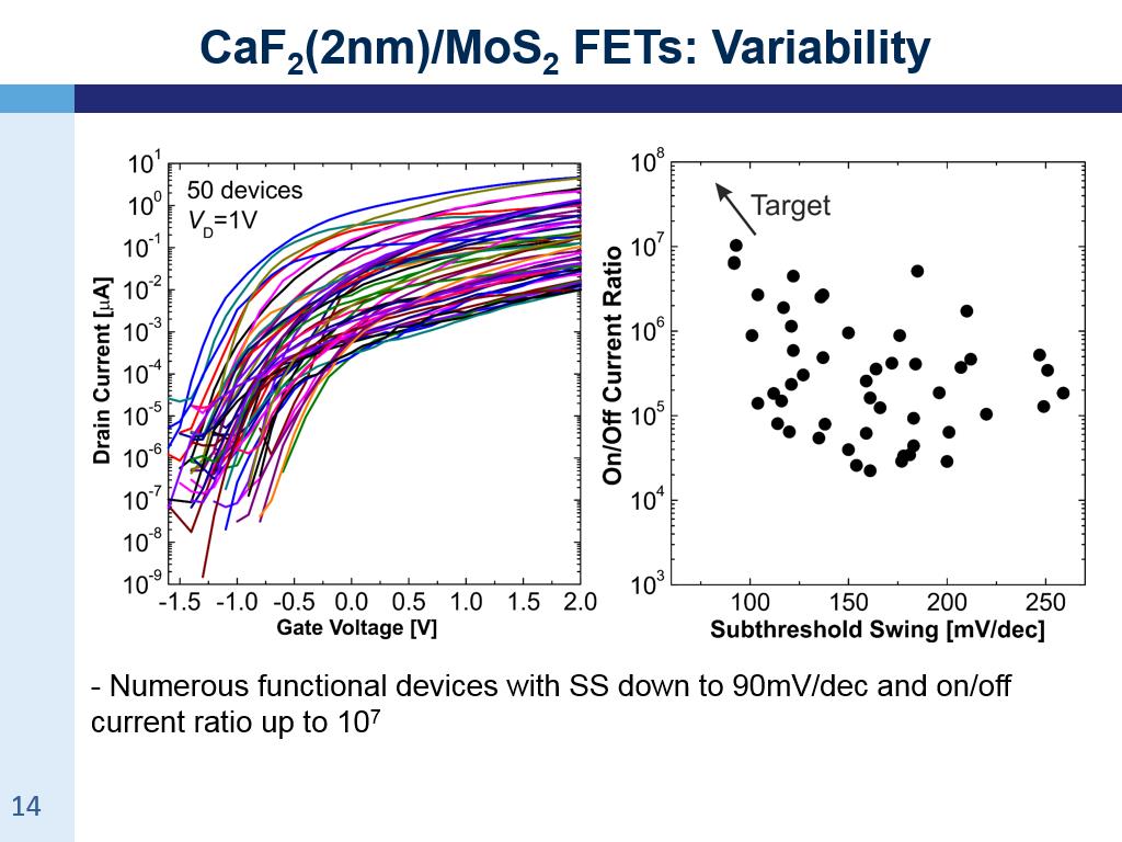 CaF2(2nm)/MoS2 FETs: Variability