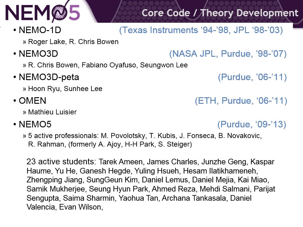 Core Code / Theory Development