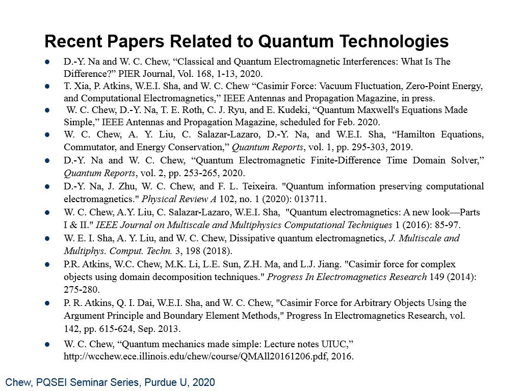 Recent Papers Related to Quantum Technologies