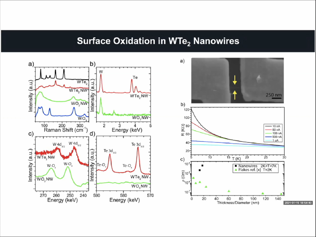Surface Oxidation in WTe2 Nanowires