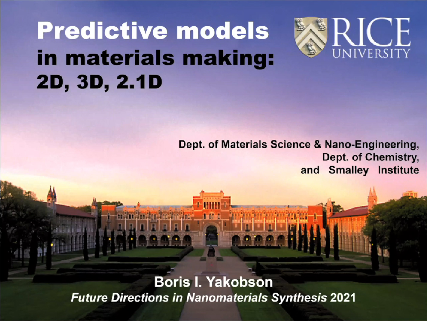 Predictive Models in Materials Making: 2D, 3D, 2.1D
